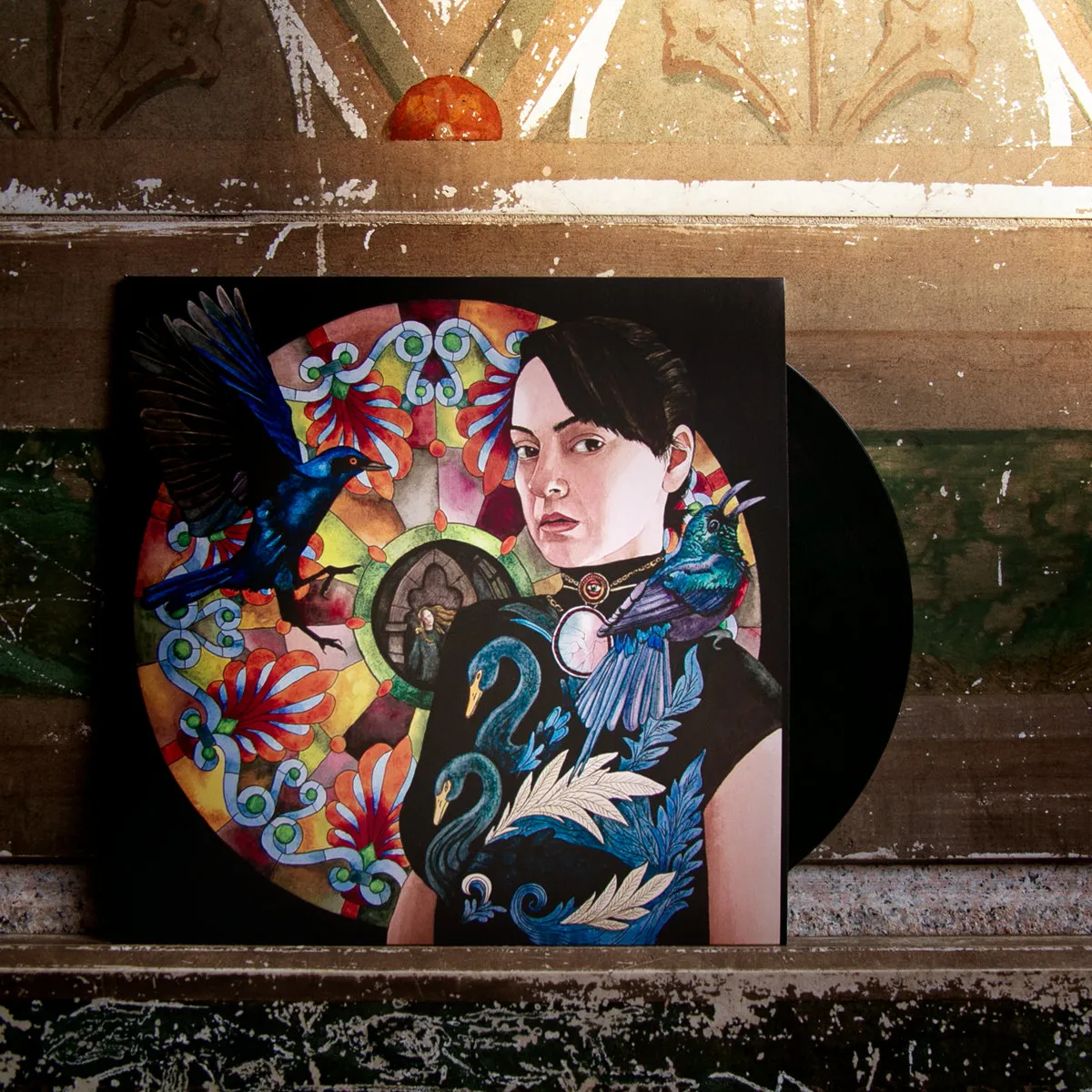 The Maze jacket with the record half out of its sleeve
